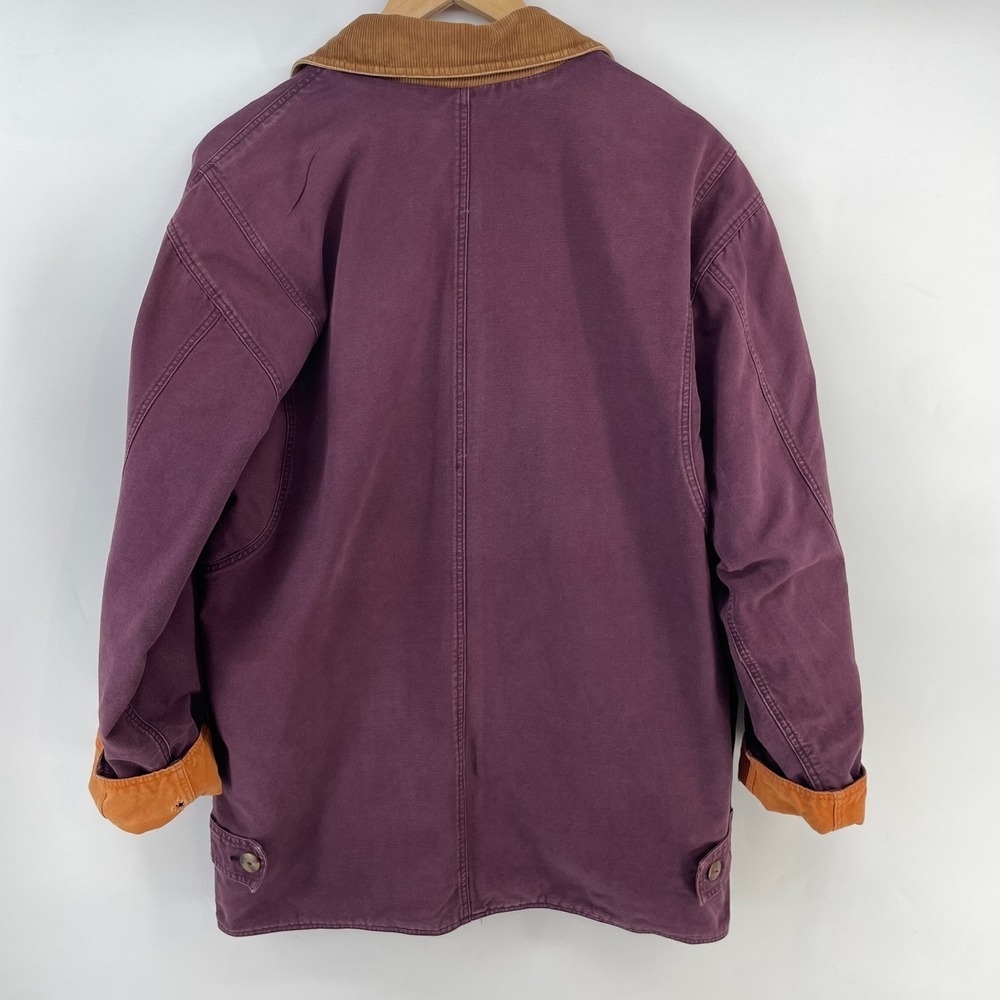 Vintage Barn Coat Chore Jacket Women XL Canvas Corduroy Collar Reversible Preppy - Picture 11 of 16